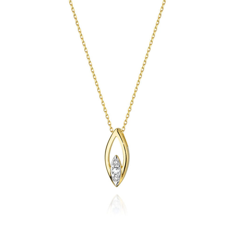 Colier Aur 14K cu Diamante Naturale 0.08 ct — Aur galben