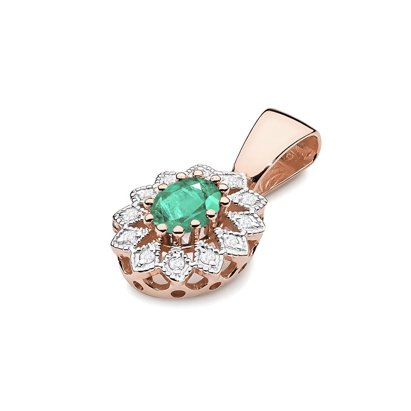 Pandantiv Aur 14K cu Smarald 0.40 ct si Diamante Naturale 0.10 ct, imaginea 4 din 6