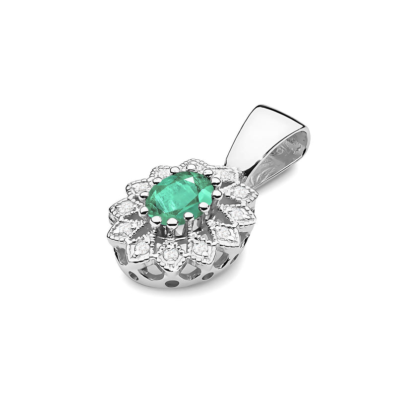 Pandantiv Aur 14K cu Smarald 0.40 ct si Diamante Naturale 0.10 ct, imaginea 6 din 6