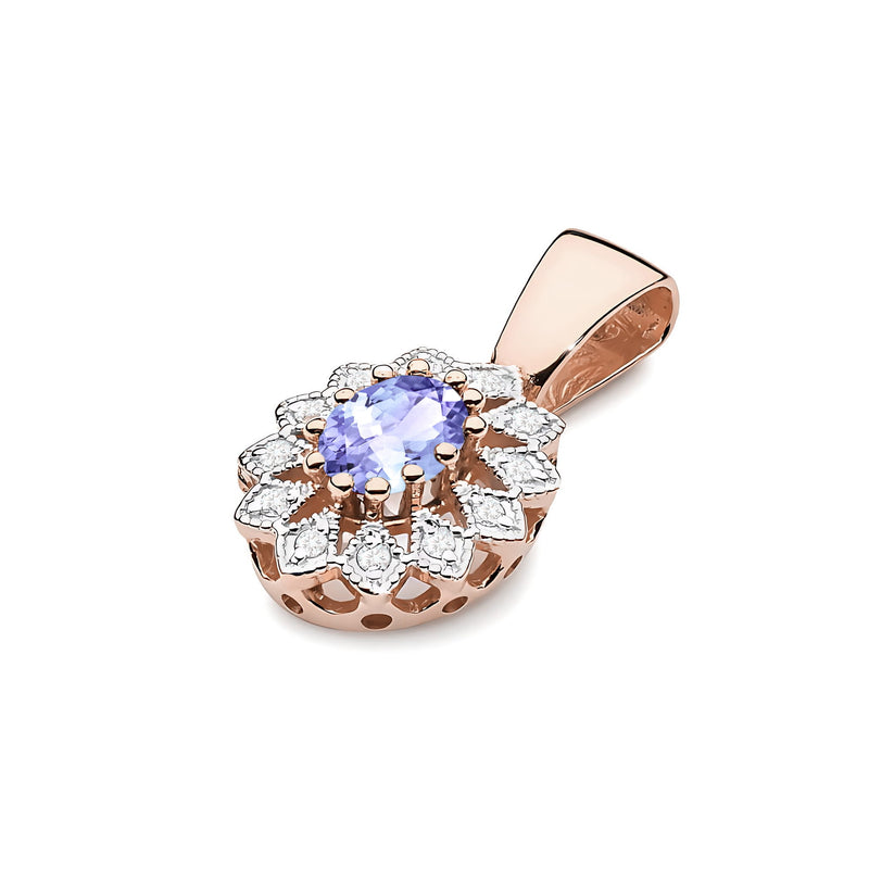 Pandantiv Aur 14K cu Tanzanit 0.40 ct si Diamante Naturale 0.10 ct, imaginea 4 din 6
