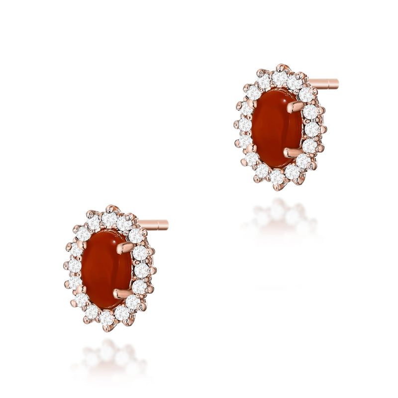Cercei Aur 14K cu Coral 0.20 ct si Diamante Naturale 0.16 ct, imaginea 3 din 6