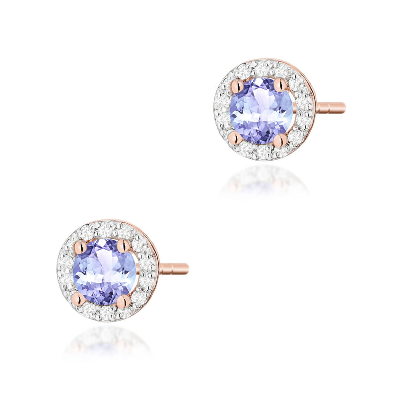 Cercei Aur 14K cu Tanzanit 0.50 ct si Diamante Naturale 0.24 ct, imaginea 4 din 9