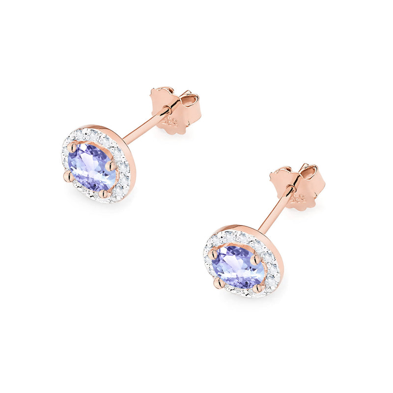 Cercei Aur 14K cu Tanzanit 0.50 ct si Diamante Naturale 0.24 ct, imaginea 5 din 9