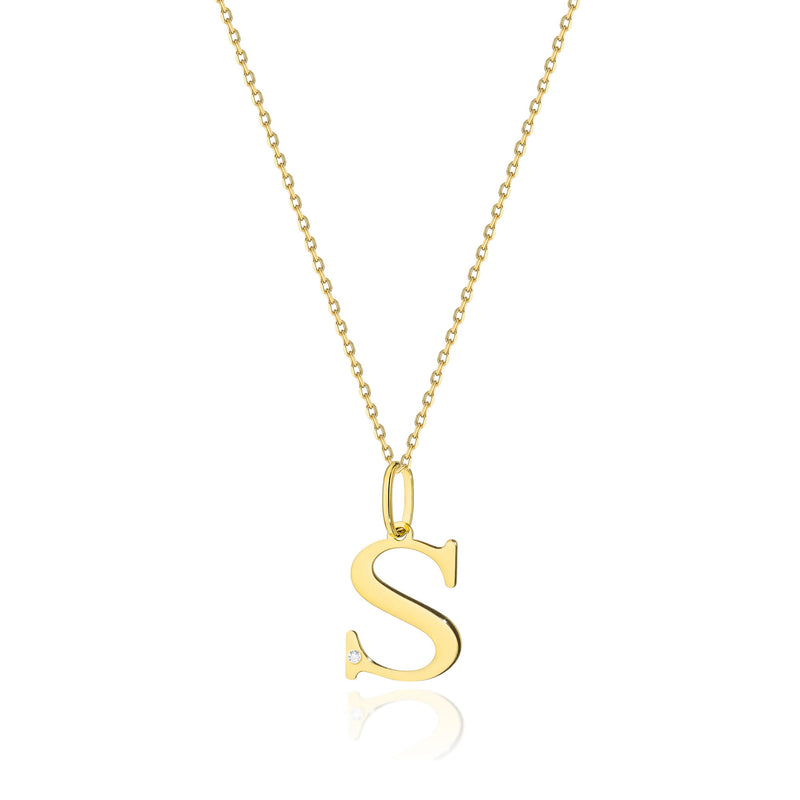Colier Aur 14K cu Diamant Natural 0.01 ct — Aur galben