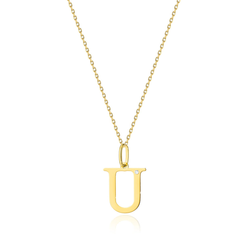 Colier Aur 14K cu Diamant Natural 0.01 ct — Aur galben