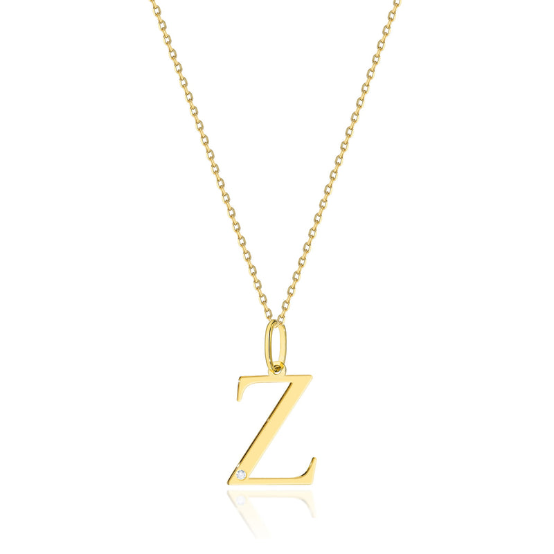 Colier Aur 14K cu Diamant Natural 0.01 ct — Aur galben
