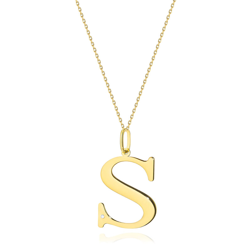Colier Aur 14K cu Diamant Natural 0.01 ct — Aur galben