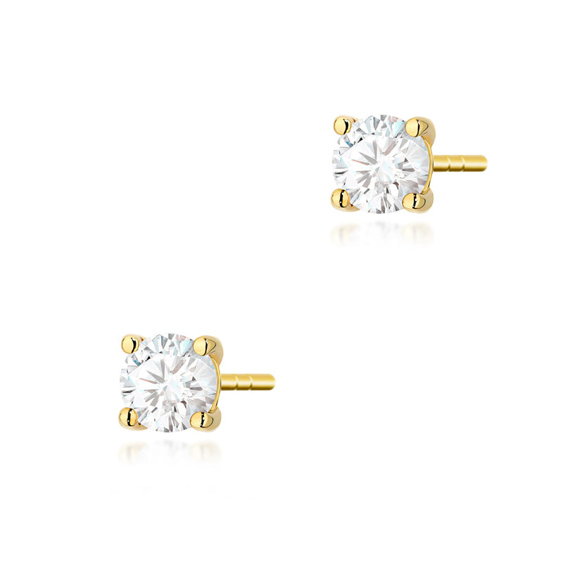 Cercei Aur 14K cu Diamant Natural 0.30 ct — Aur galben