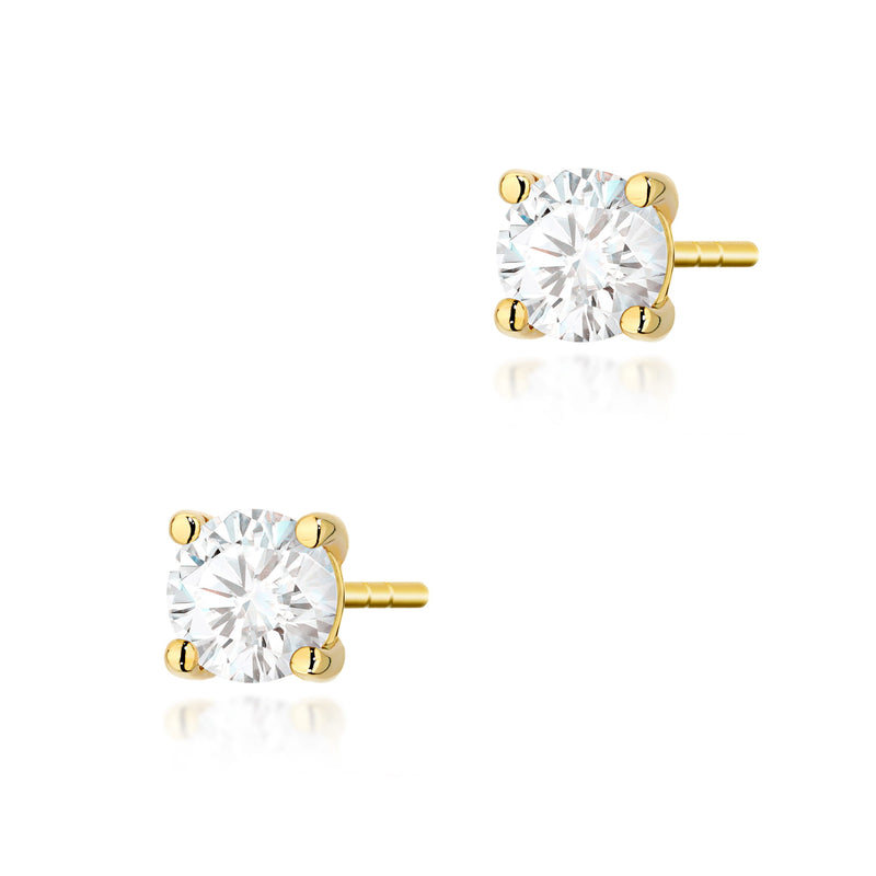 Cercei Aur 14K cu Diamant Natural 0.50 ct — Aur galben