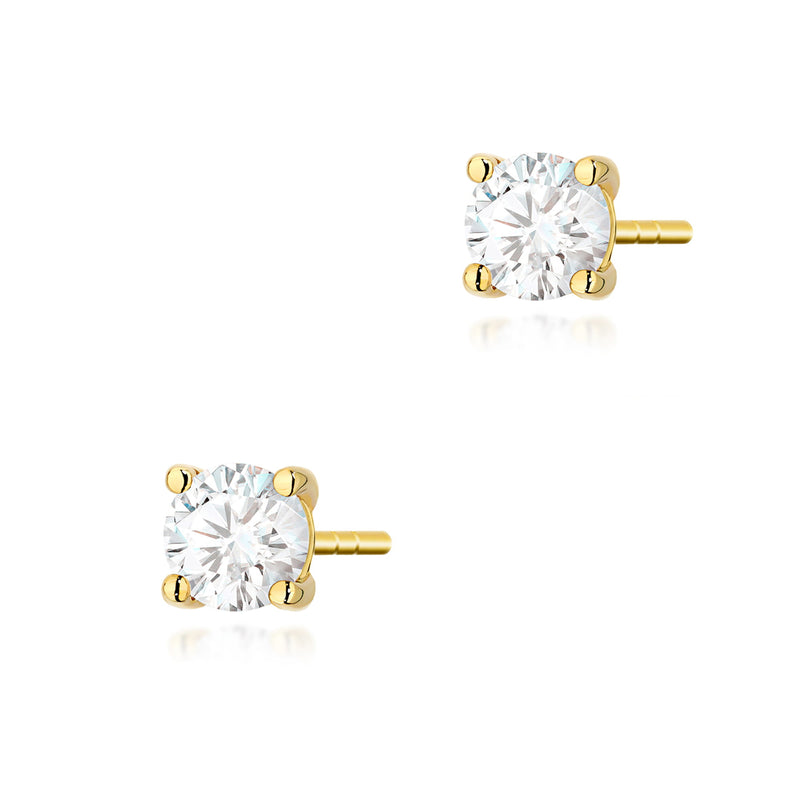 Cercei Aur 14K cu Diamant de Laborator 0.40 ct — Aur galben