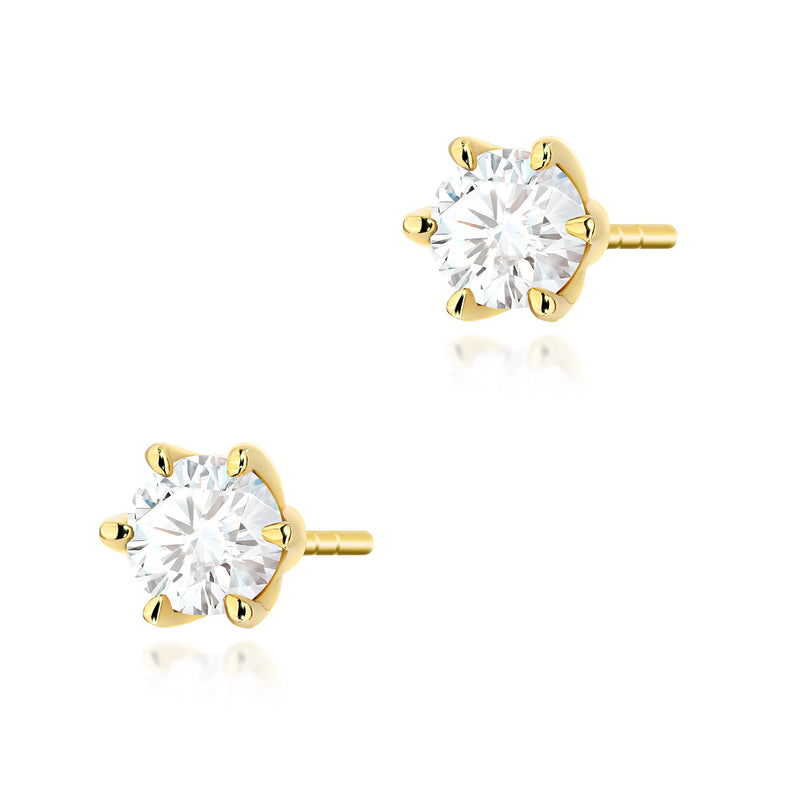 Cercei Aur 14K cu Diamant Natural 0.50 ct — Aur galben