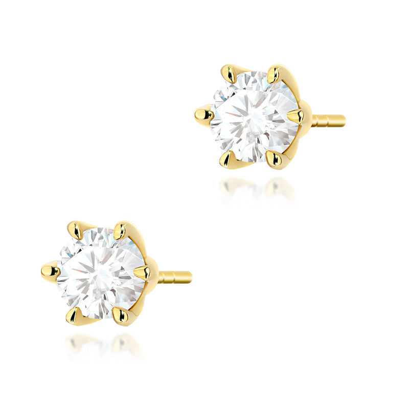 Cercei Aur 14K cu Diamant Natural 0.70 ct — Aur galben