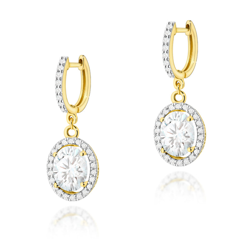 Cercei Aur 14K cu Diamante de Laborator 2.29 ct — Aur galben