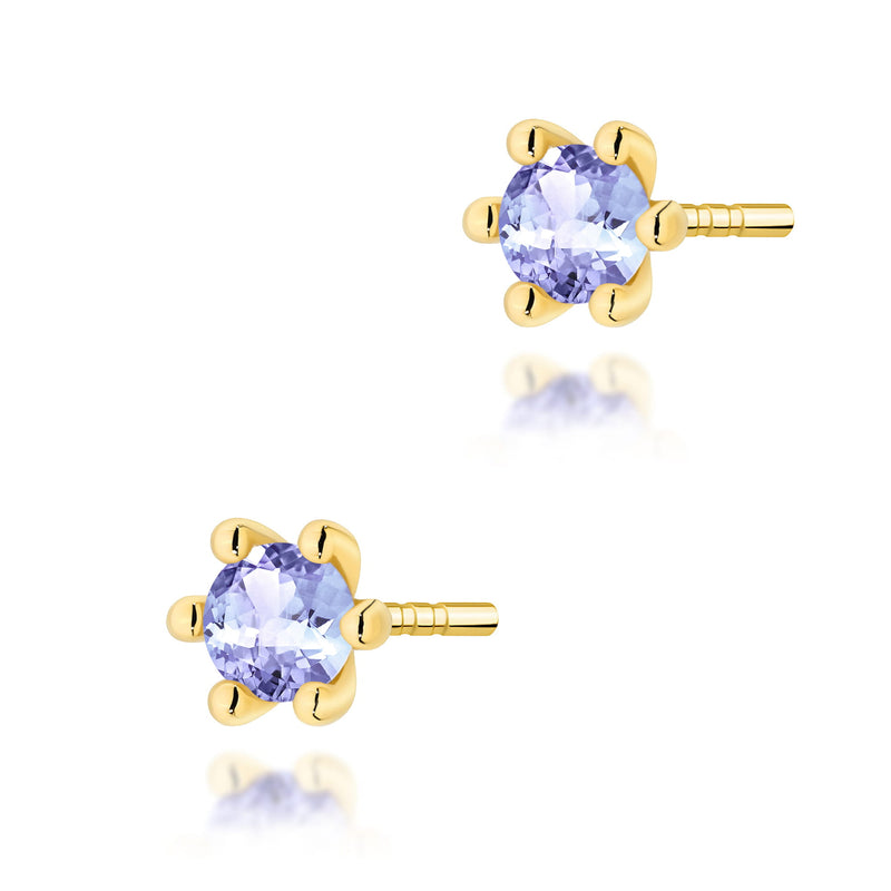 Cercei Aur 14K cu Tanzanit 0.15 ct — Aur galben