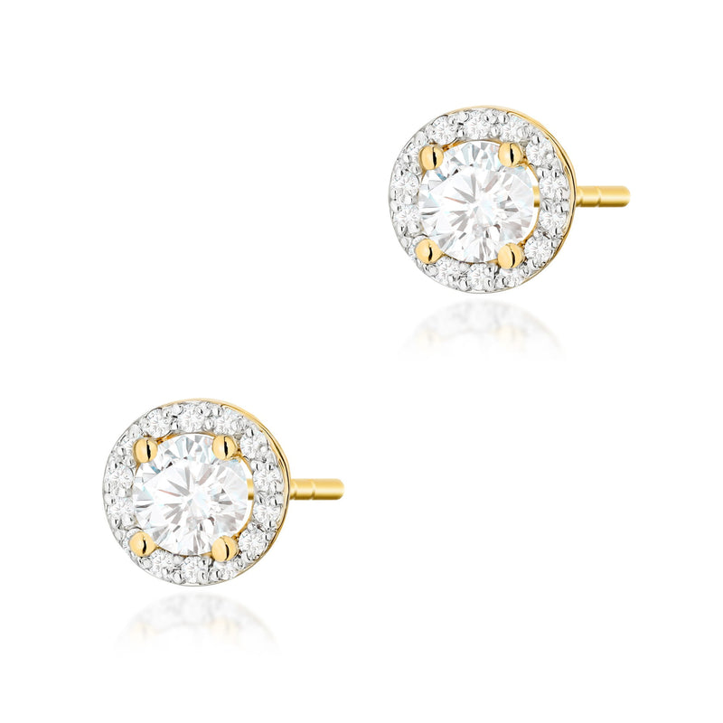Cercei Aur 14K cu Diamante Naturale 0.74 ct — Aur galben