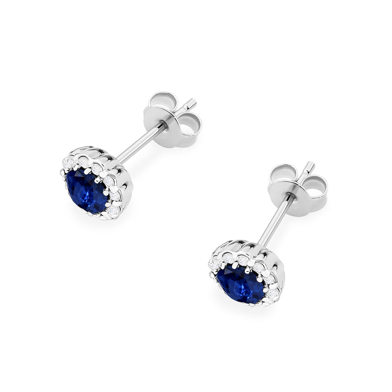 Cercei Aur 14K cu Safir 0.50 ct si Diamante Naturale 0.21 ct, imaginea 6 din 6