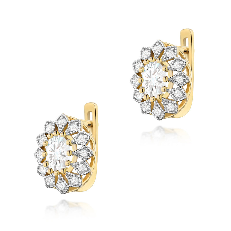 Cercei Aur 14K cu Diamante de Laborator 0.61 ct — Aur galben