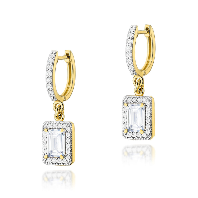 Cercei Aur 14K cu Diamante de Laborator 0.94 ct — Aur galben