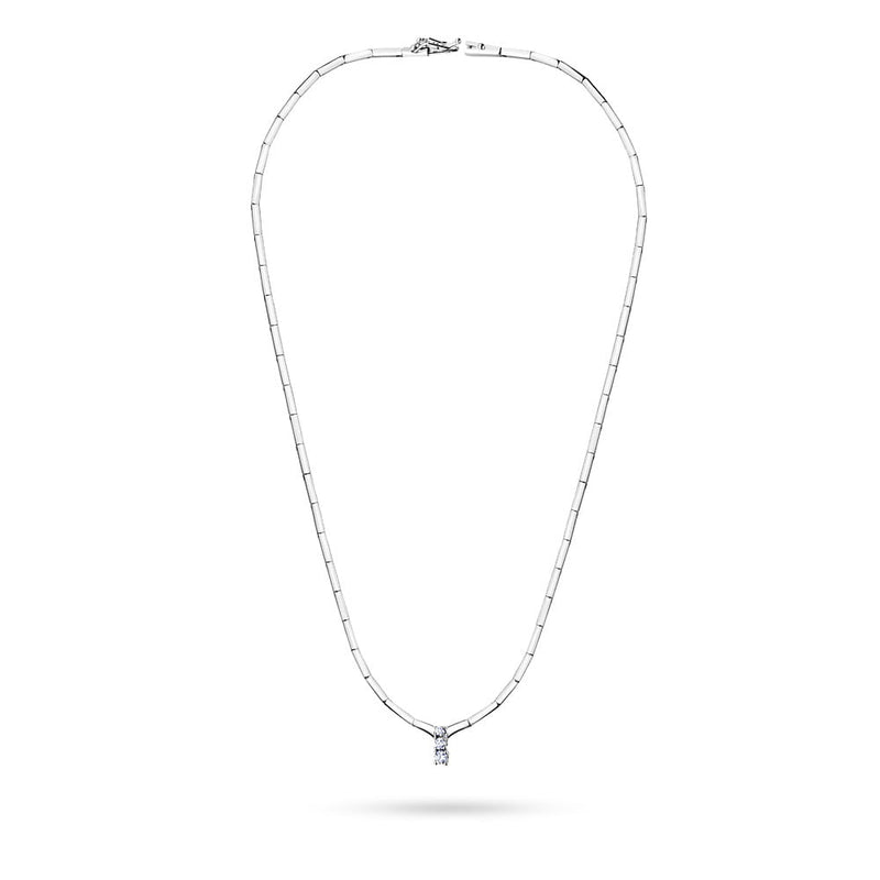 Colier Aur 14K cu Diamante Naturale 0.20 ct — Aur alb
