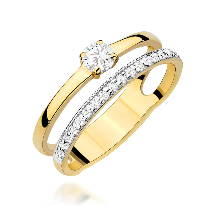 Inel Aur 9K cu Diamante de Laborator 0.41 ct — Aur galben