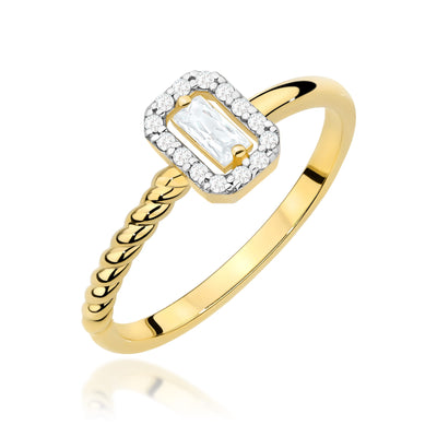 Inel Aur 9K cu Diamant Natural 0.13 ct
