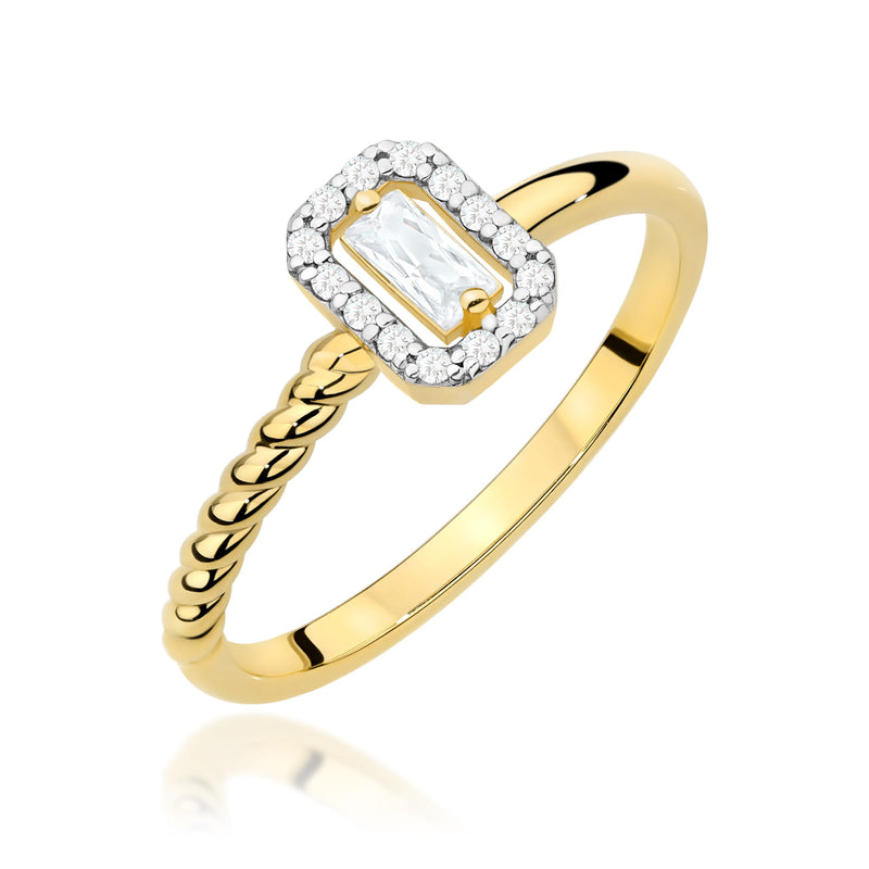 Inel Aur 9K cu Diamant Natural 0.13 ct — Aur galben