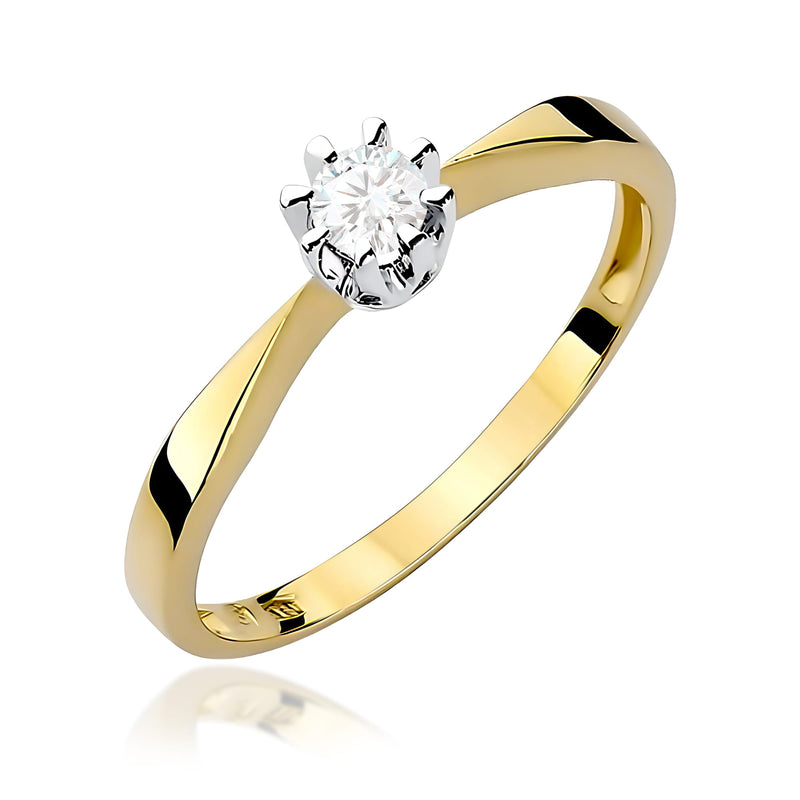 Inel Aur 14K cu Diamant de Laborator 0.15 ct — Aur galben