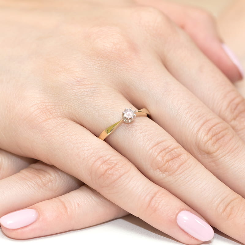 Inel Aur 14K cu Diamant de Laborator 0.15 ct, imaginea 4 din 12