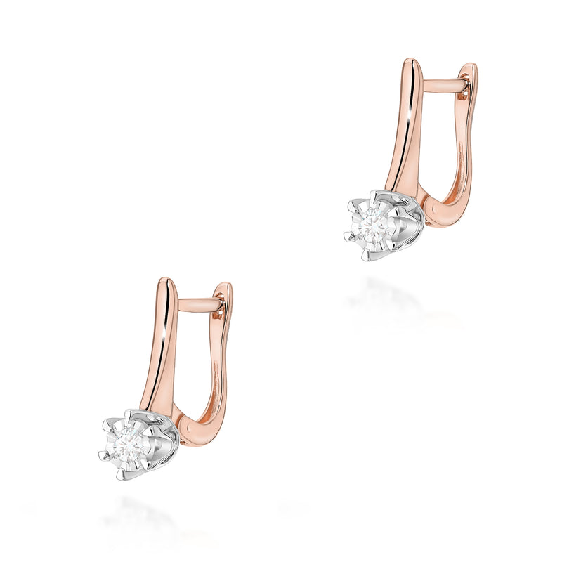 Cercei Aur 14K cu Diamant Natural 0.08 ct, imaginea 3 din 6