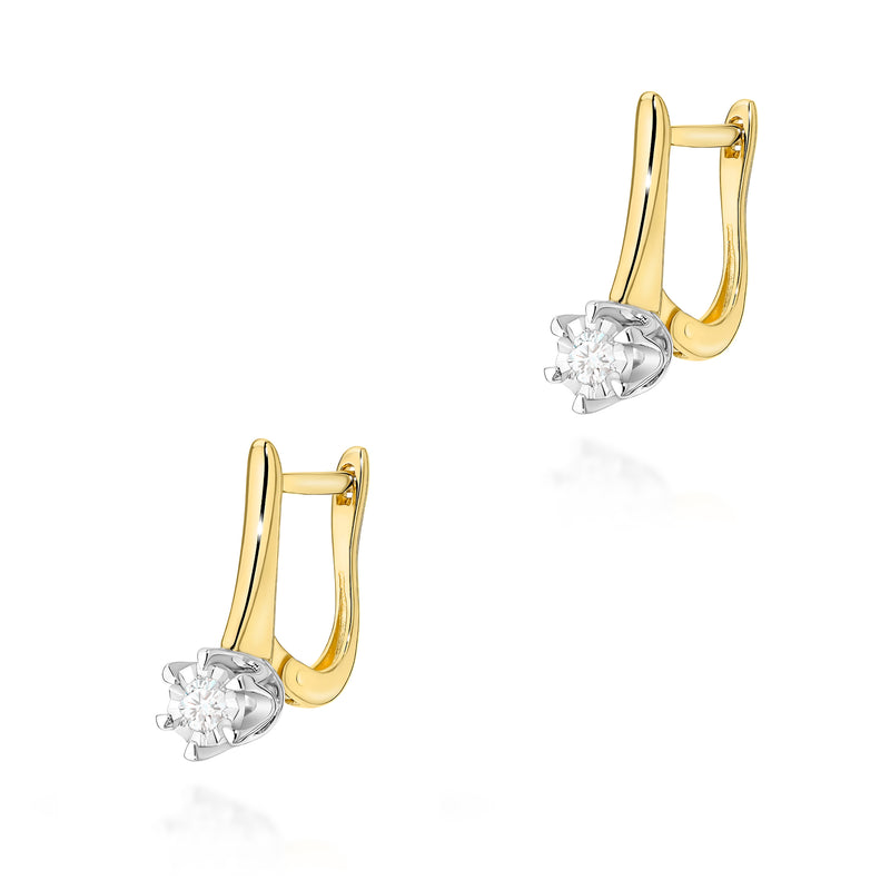 Cercei Aur 14K cu Diamant de Laborator 0.08 ct — Aur galben