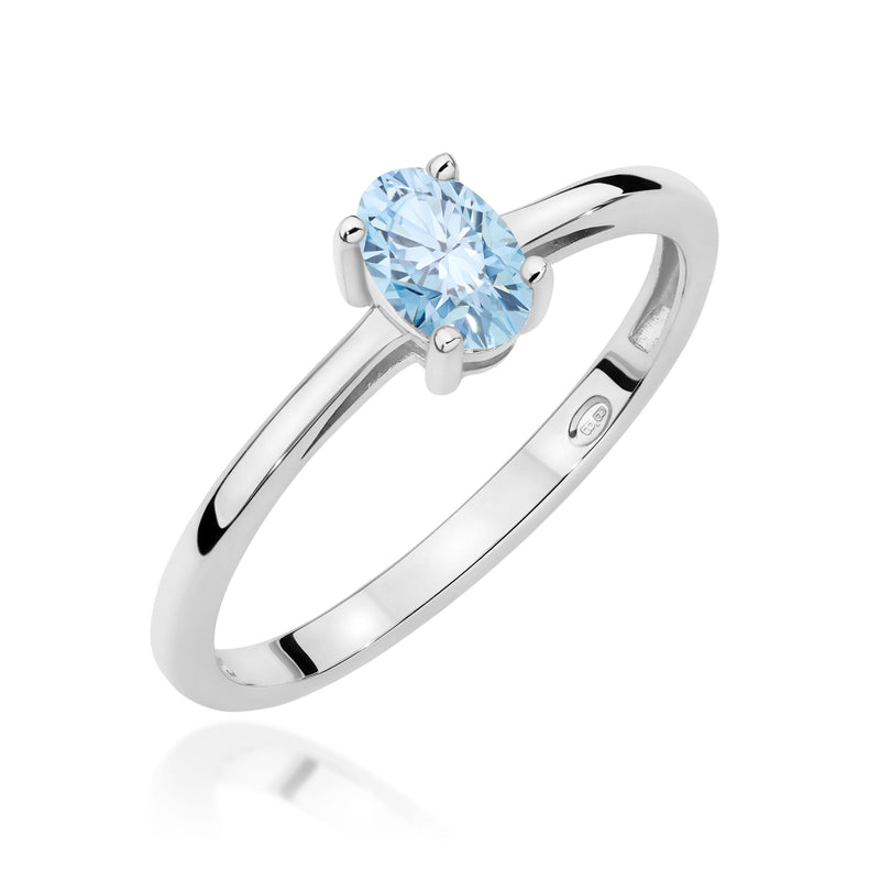 Inel Aur 14K cu Diamant Albastru de Laborator 0.50 ct, imaginea 9 din 12