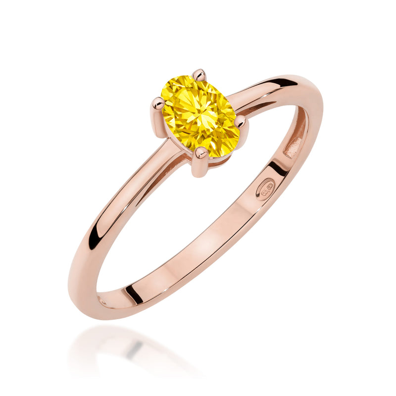 Inel Aur 14K cu Diamant Galben de Laborator 0.50 ct, imaginea 5 din 12