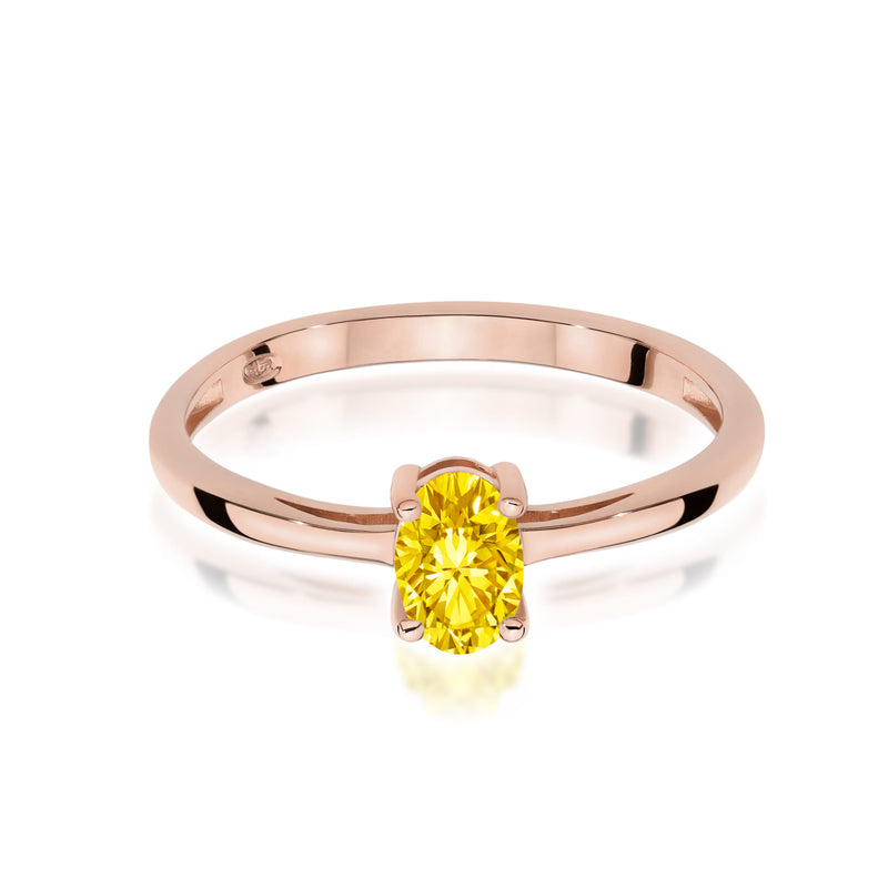 Inel Aur 14K cu Diamant Galben de Laborator 0.50 ct, imaginea 6 din 12