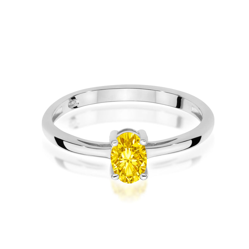 Inel Aur 14K cu Diamant Galben de Laborator 0.50 ct, imaginea 10 din 12