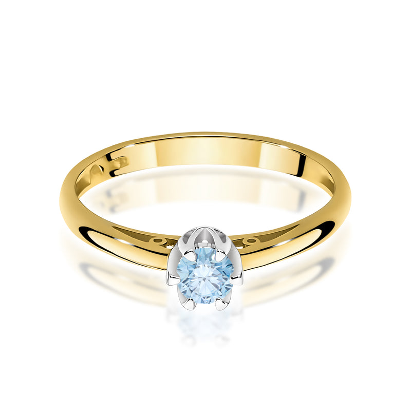 Inel Aur 14K cu Diamant Albastru de Laborator 0.15 ct, imaginea 2 din 12