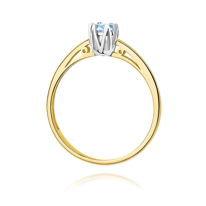 Inel Aur 14K cu Diamant Albastru de Laborator 0.15 ct, imaginea 3 din 12