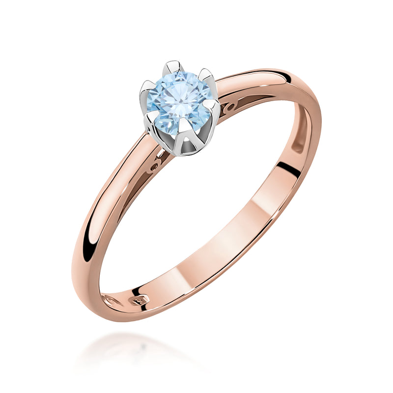 Inel Aur 14K cu Diamant Albastru de Laborator 0.15 ct, imaginea 5 din 12
