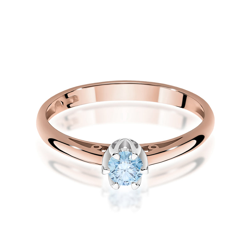 Inel Aur 14K cu Diamant Albastru de Laborator 0.15 ct, imaginea 7 din 12