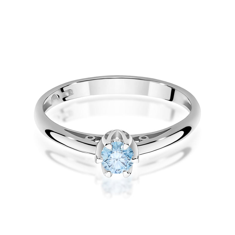 Inel Aur 14K cu Diamant Albastru de Laborator 0.15 ct, imaginea 10 din 12