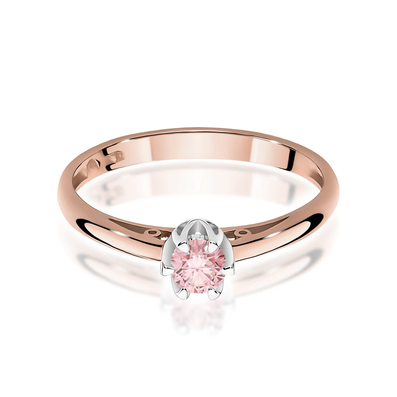 Inel Aur 14K cu Diamant Roz de Laborator 0.15 ct, imaginea 7 din 12
