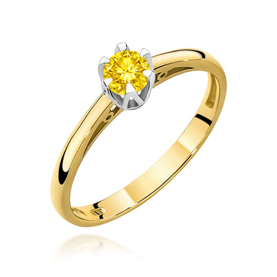 Inel Aur 14K cu Diamant Galben de Laborator 0.15 ct