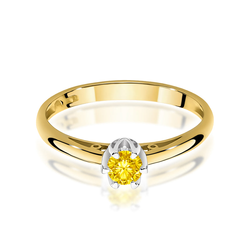 Inel Aur 14K cu Diamant Galben de Laborator 0.15 ct, imaginea 2 din 12