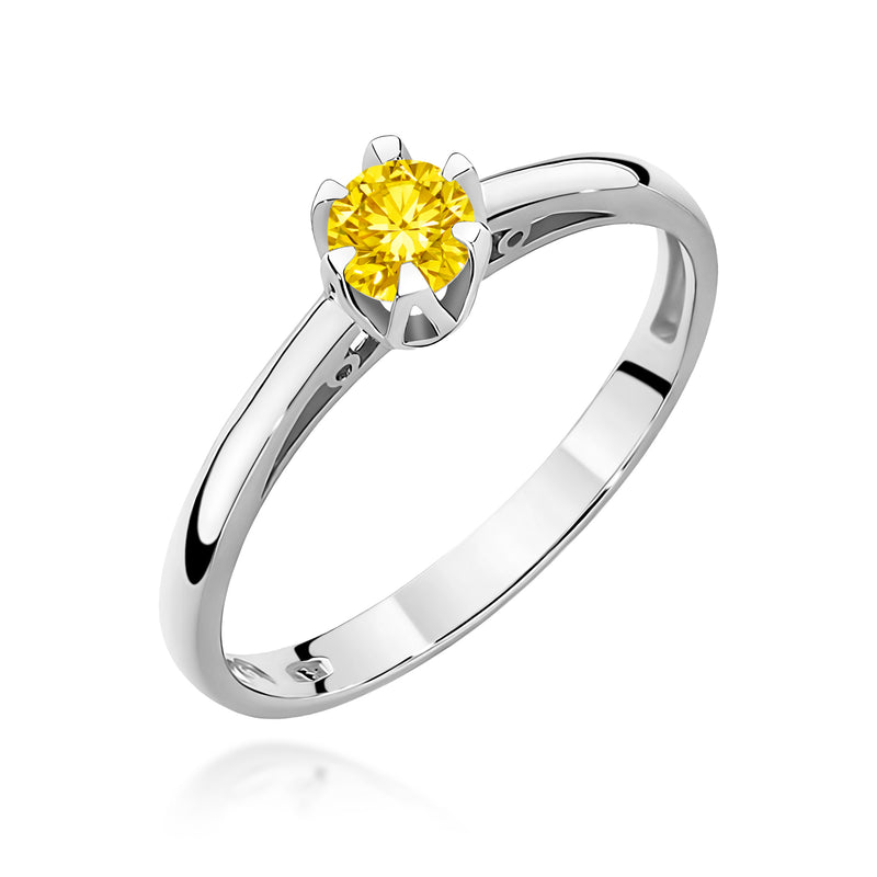 Inel Aur 14K cu Diamant Galben de Laborator 0.15 ct, imaginea 9 din 12