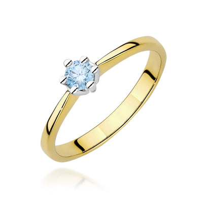 Inel Aur 14K cu Diamant Albastru de Laborator 0.15 ct