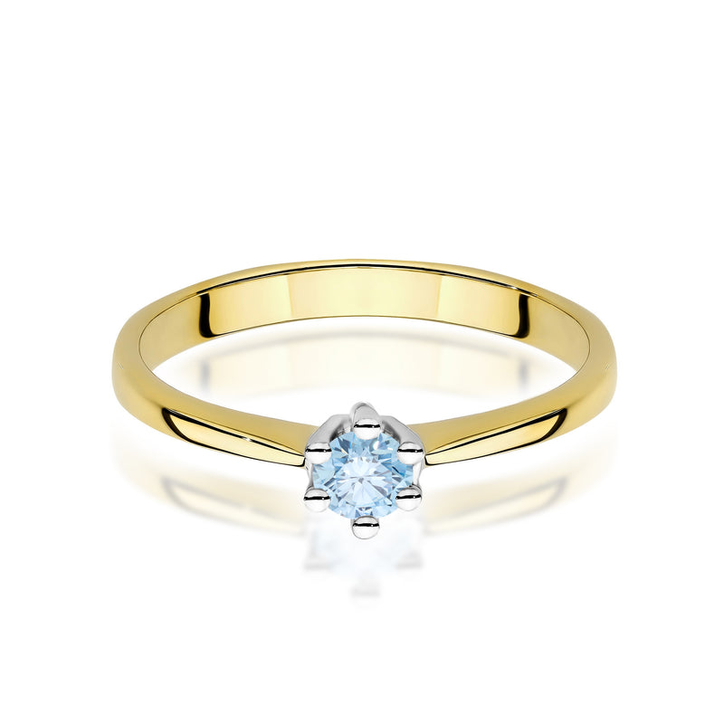 Inel Aur 14K cu Diamant Albastru de Laborator 0.15 ct, imaginea 2 din 12