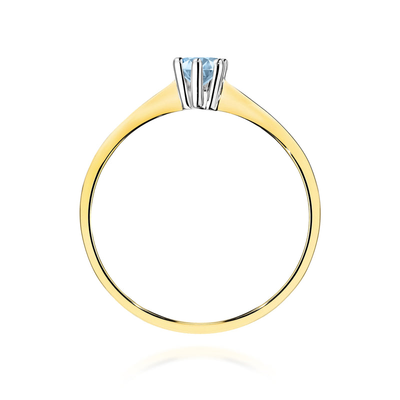 Inel Aur 14K cu Diamant Albastru de Laborator 0.15 ct, imaginea 3 din 12