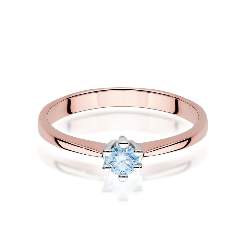 Inel Aur 14K cu Diamant Albastru de Laborator 0.15 ct, imaginea 6 din 12