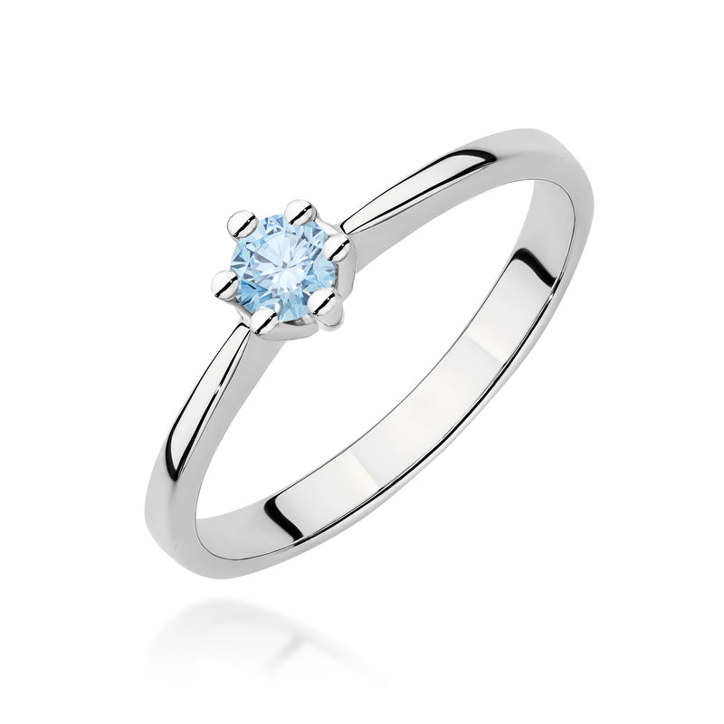 Inel Aur 14K cu Diamant Albastru de Laborator 0.15 ct, imaginea 9 din 12