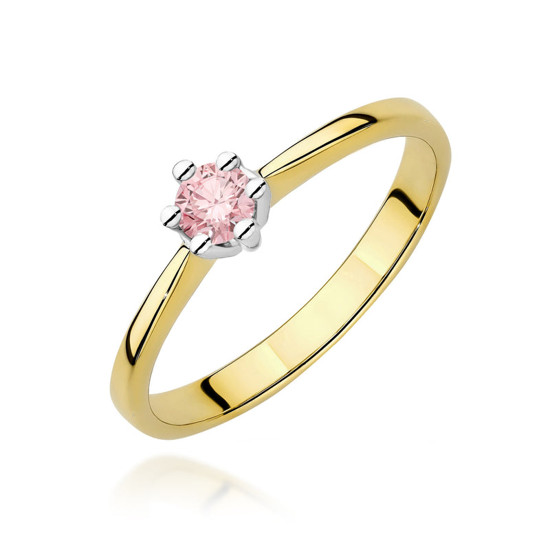 Inel Aur 14K cu Diamant Roz de Laborator 0.15 ct — Aur galben