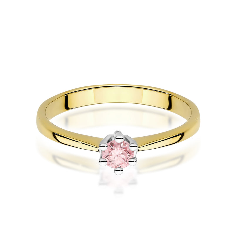 Inel Aur 14K cu Diamant Roz de Laborator 0.15 ct, imaginea 2 din 12